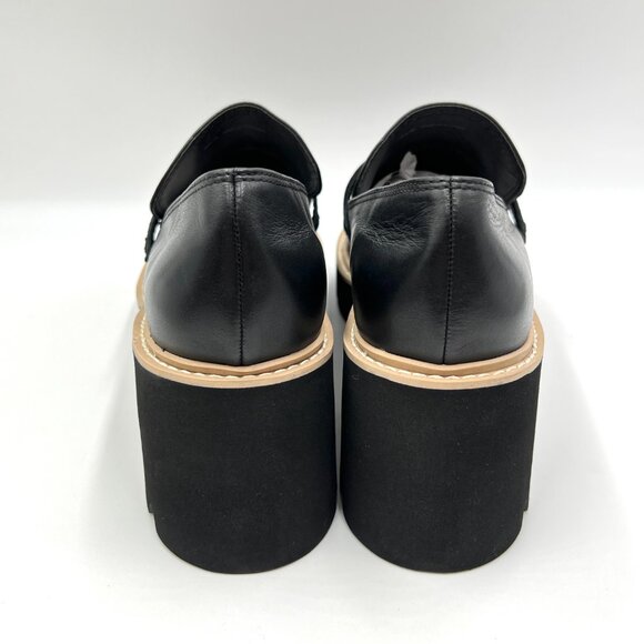Dolce‎ Vita Womens Size 10 Black Leather Chunky Lug Sole Loafers Shoes - Picture 7 of 8